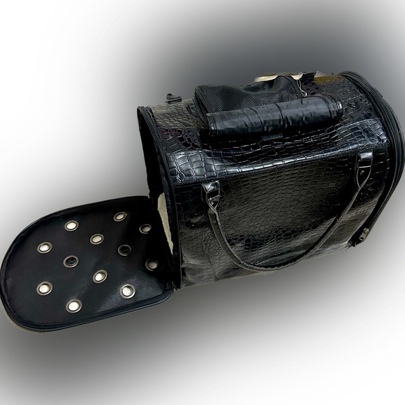 Zack & Zoey Pet Carrier Dog Cat black crocodile embossed puppy travel bag purse - Picture 5 of 10